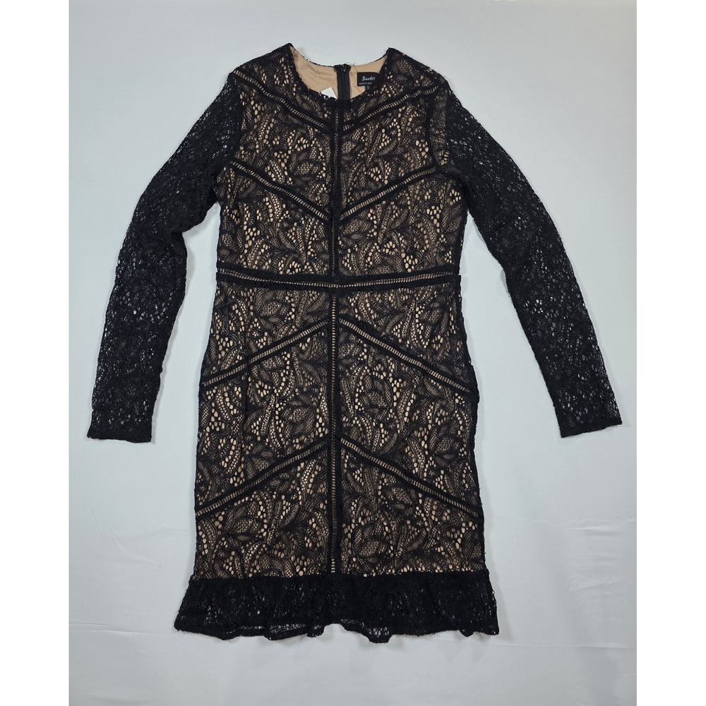 Bardot Isa Crochet Lace Cocktail Sheath Dress French Black Size L 10 NWT